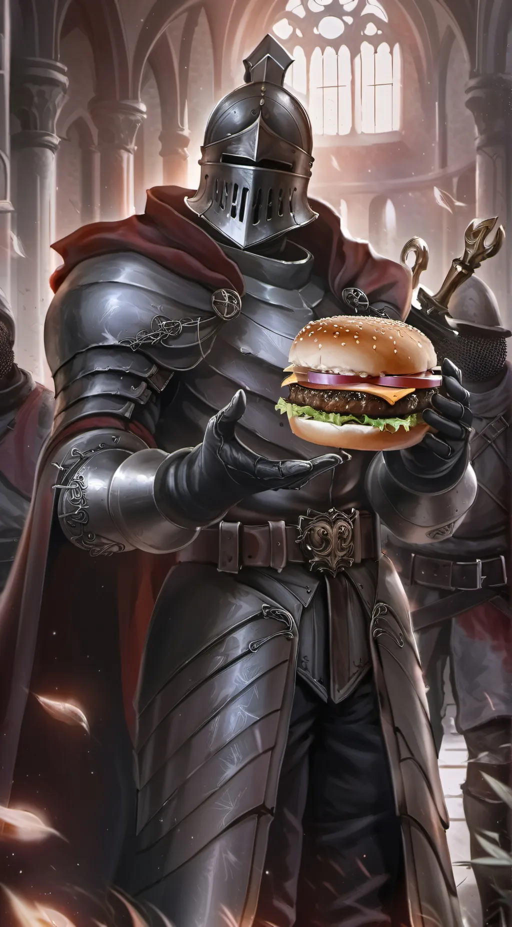 ai character: BURGER KNIGHT background