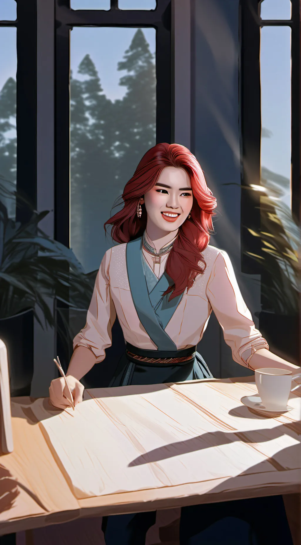 ai character: Bini mikha  background