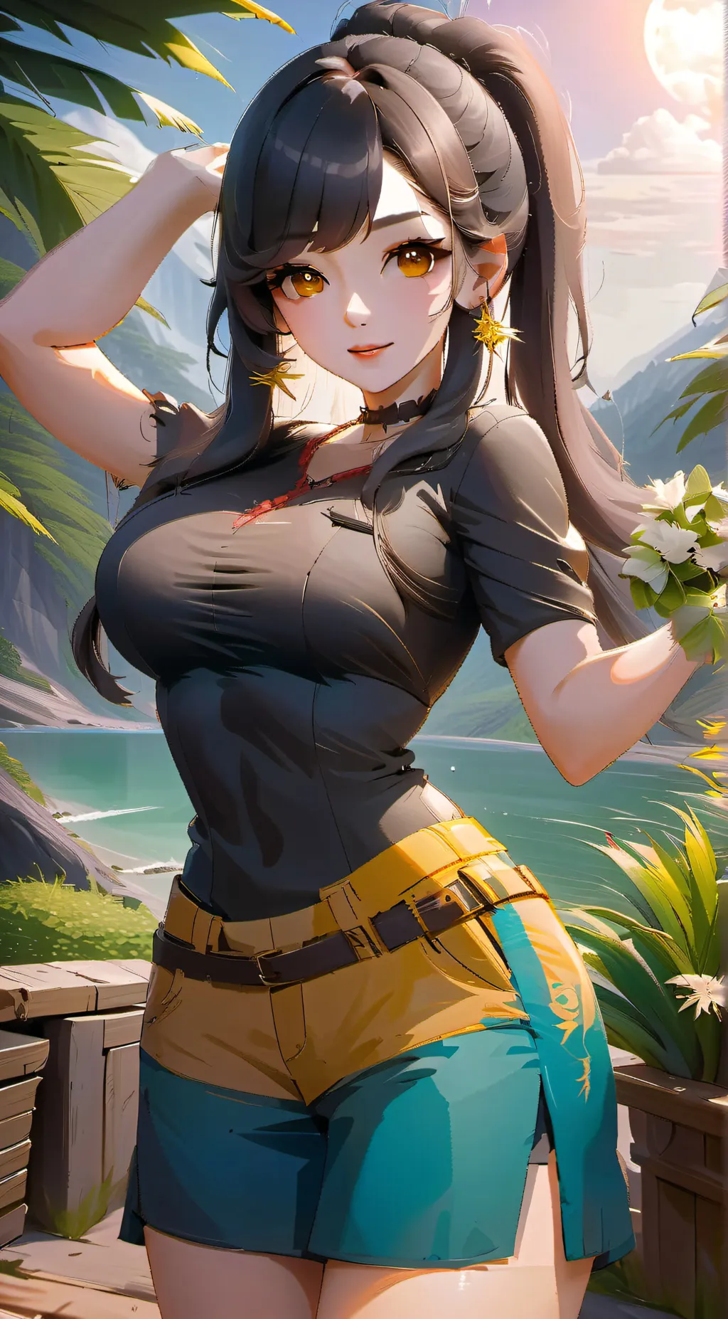 ai character: thicc girl  background