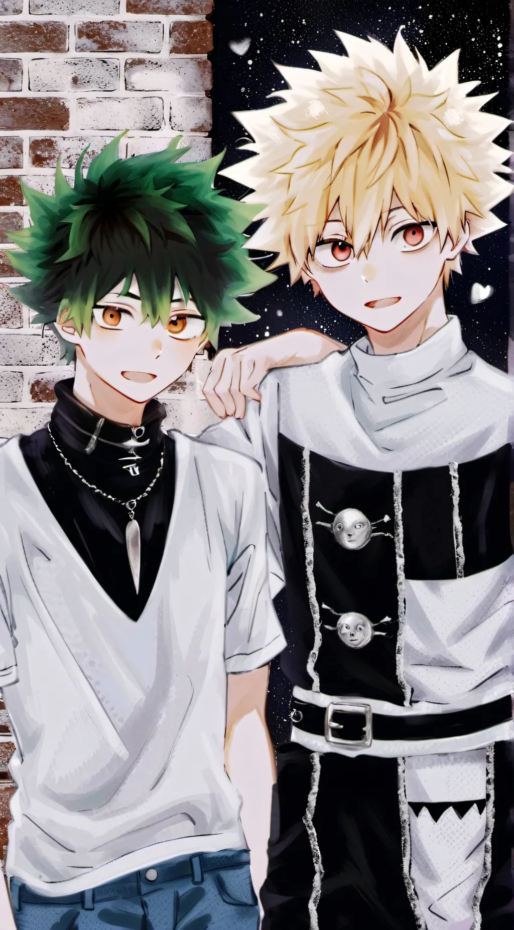 ai character: bakugo and deku  background