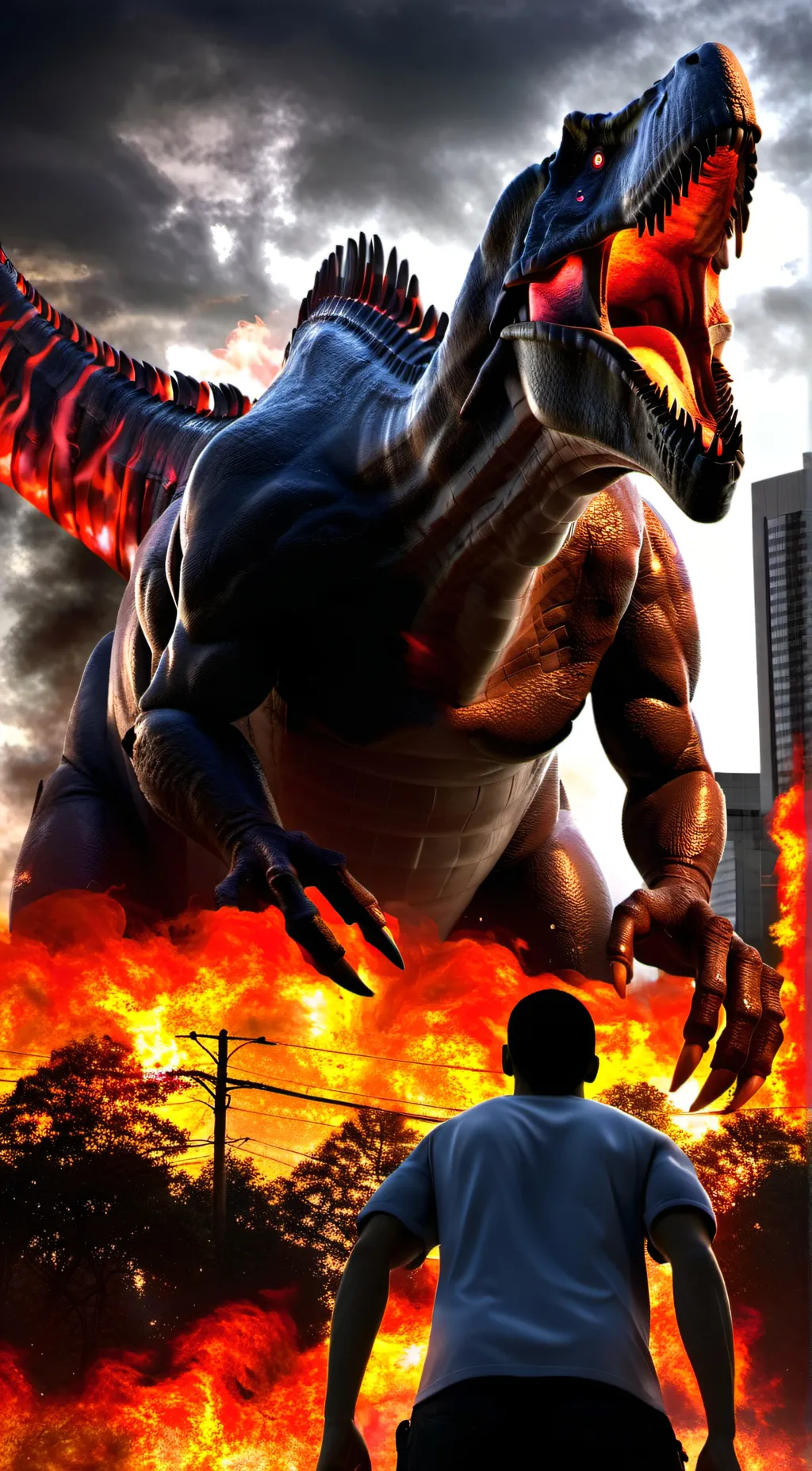 ai character: Godzilla background