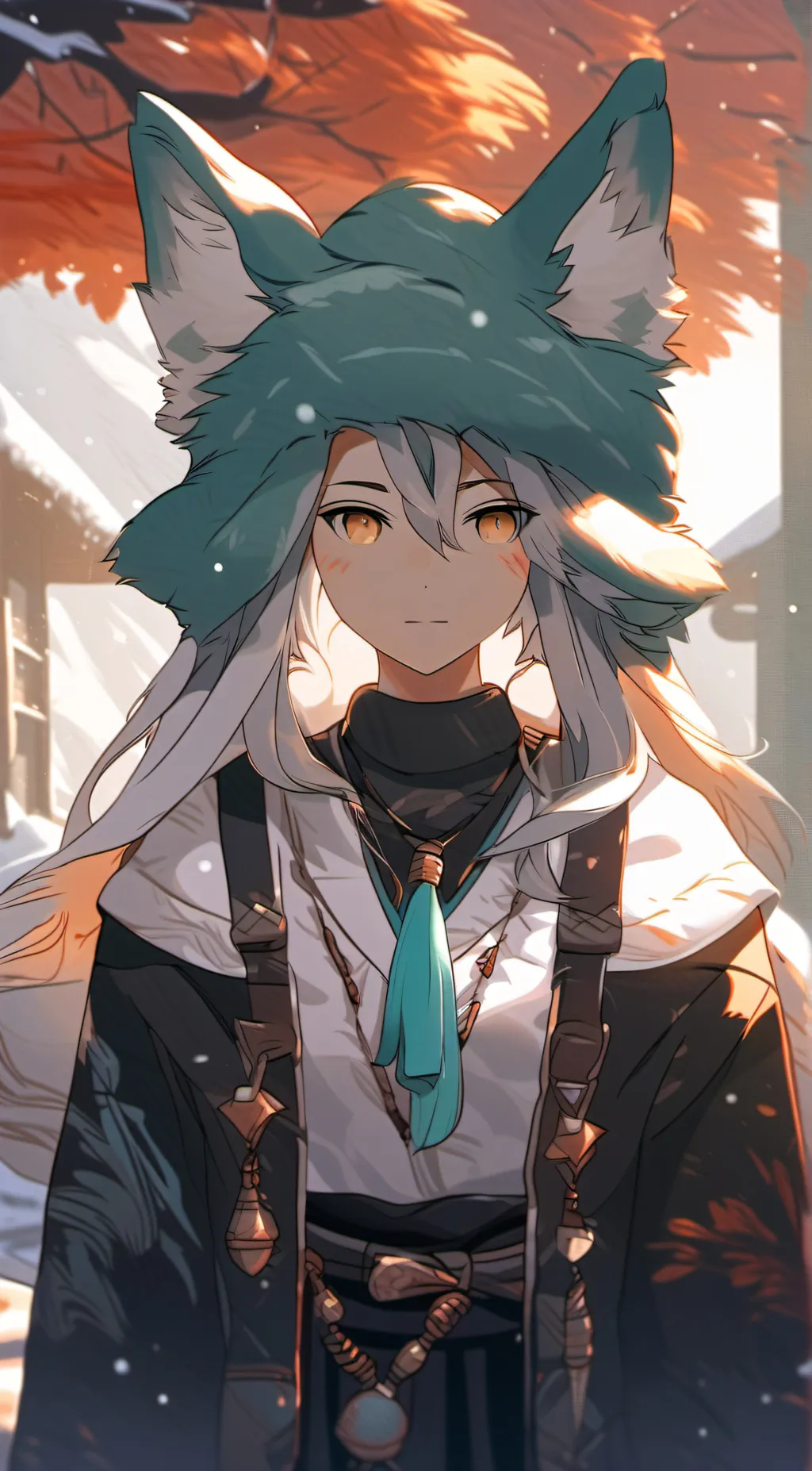 ai character: a mint fox/Lute background