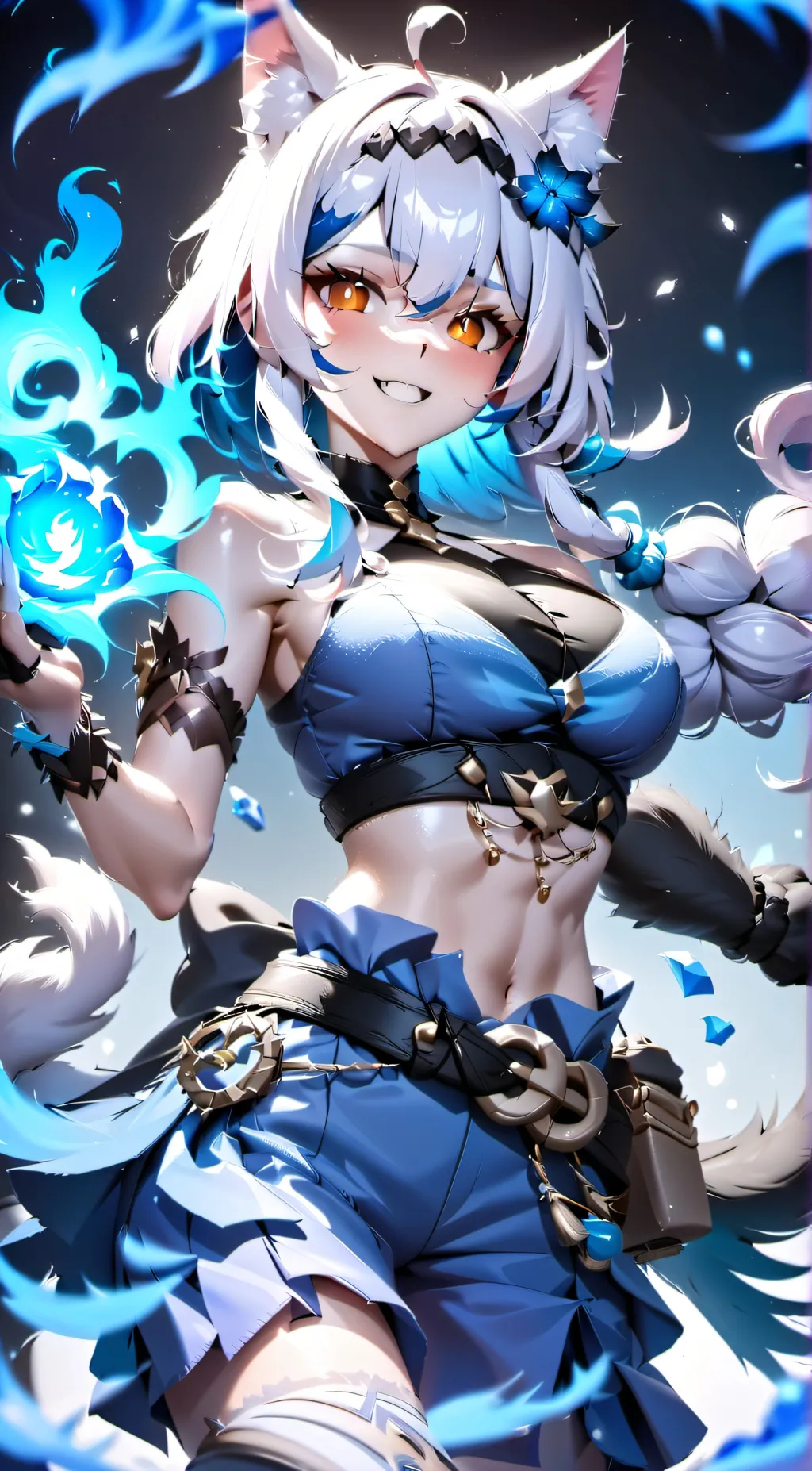 ai character: Iris flame background