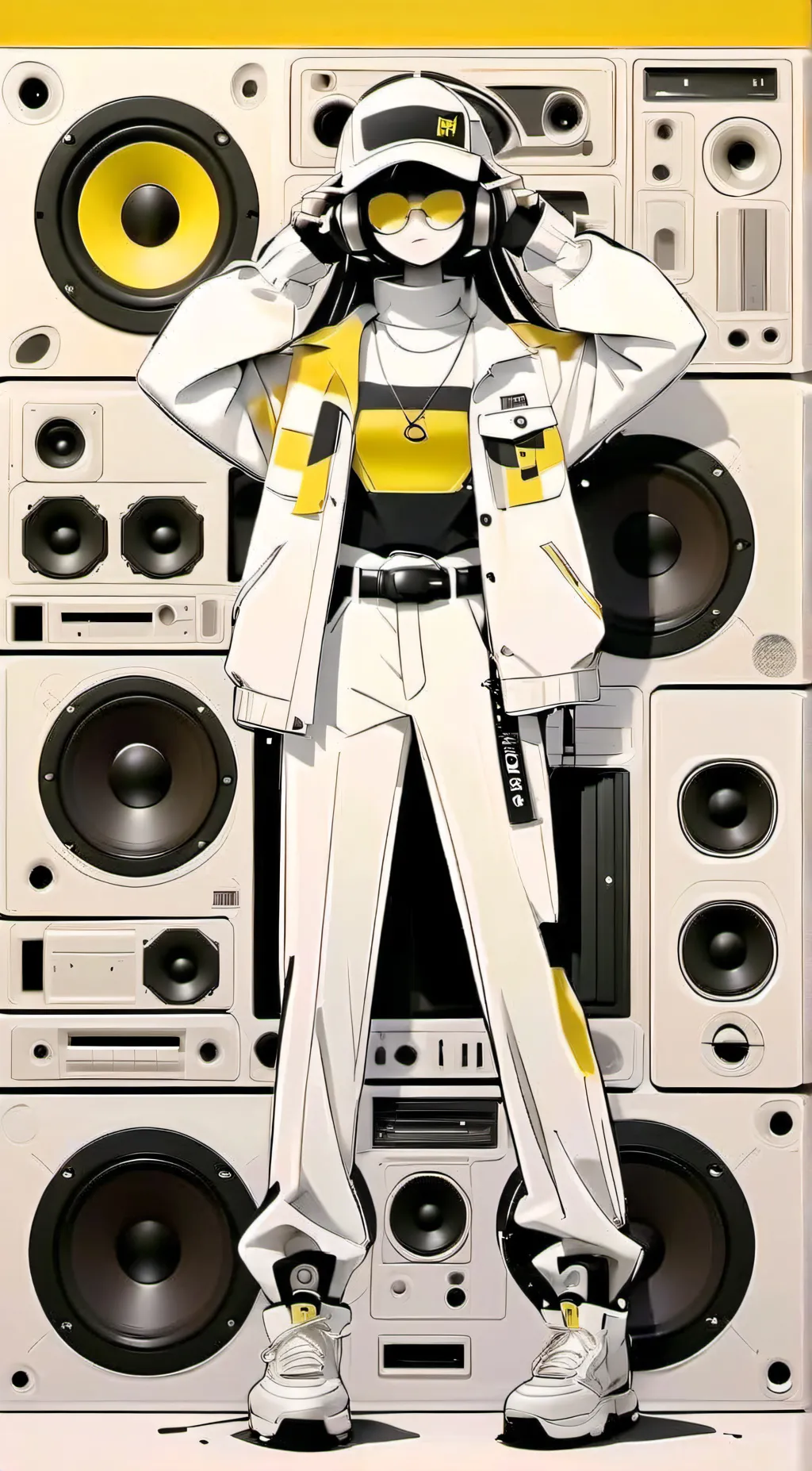 ai character: speaker women  background