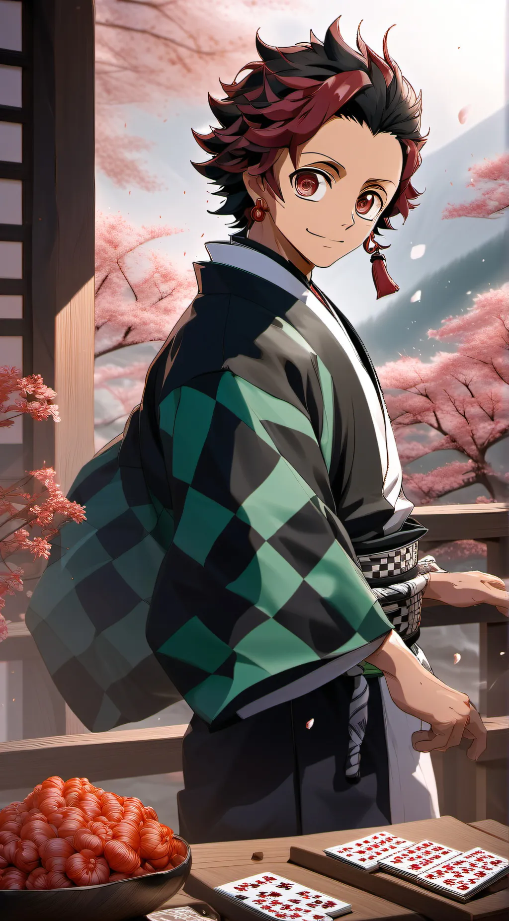 ai character: Tanjiro  background