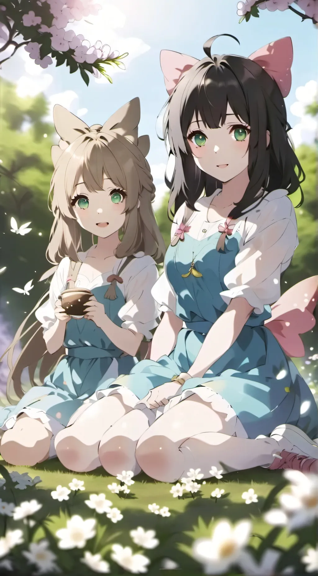 ai character: Lily and Katie background