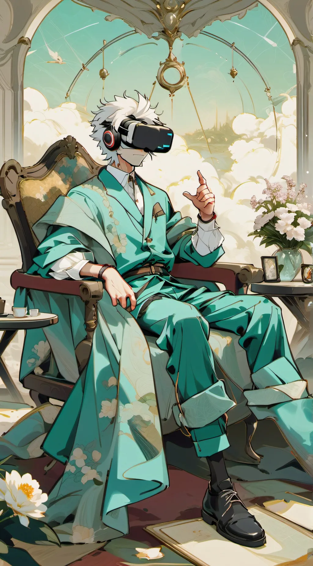 ai character: Queen B and vortex background