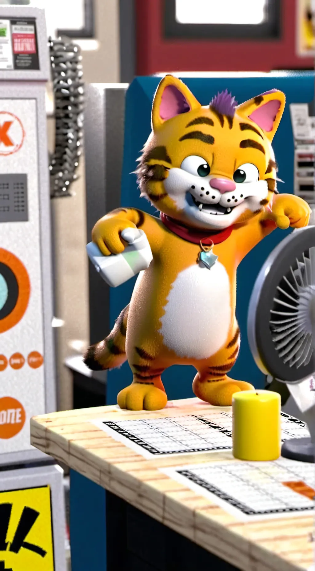 ai character: Garfield  background