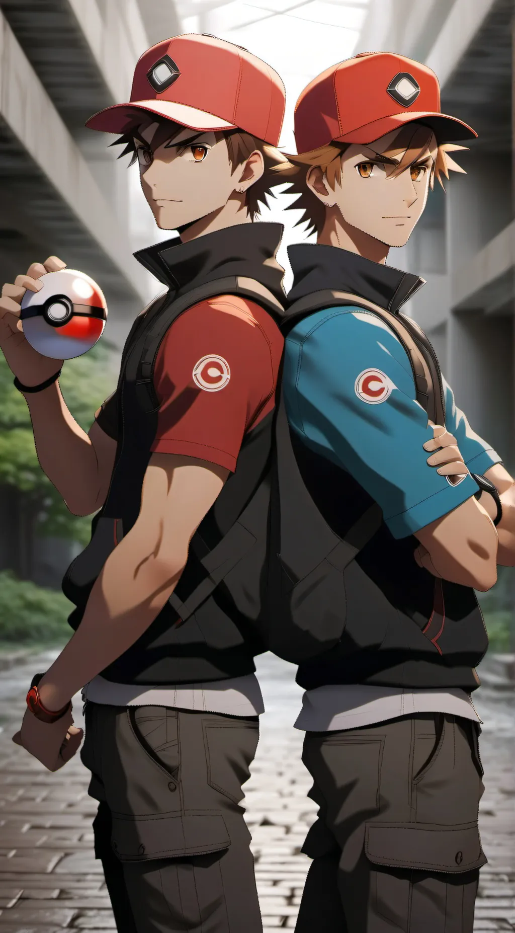 ai character: Red & Blue background