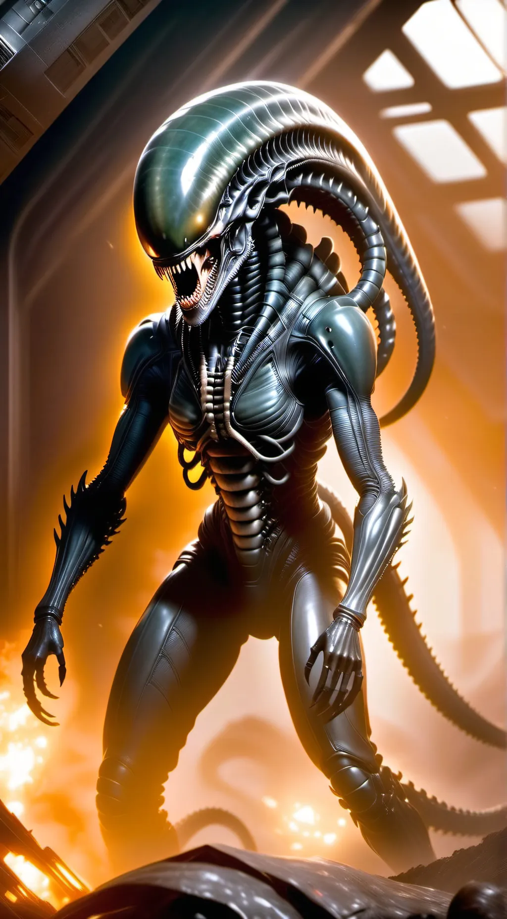 ai character: xenomorph queen   background