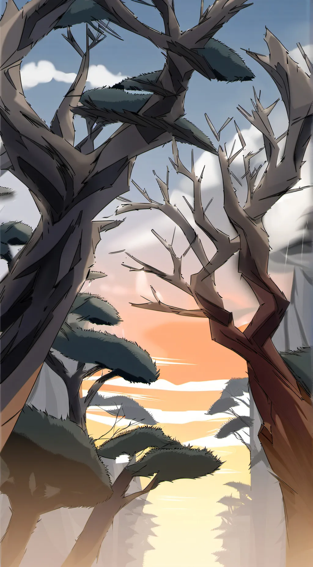 ai character: Lost in the woods background