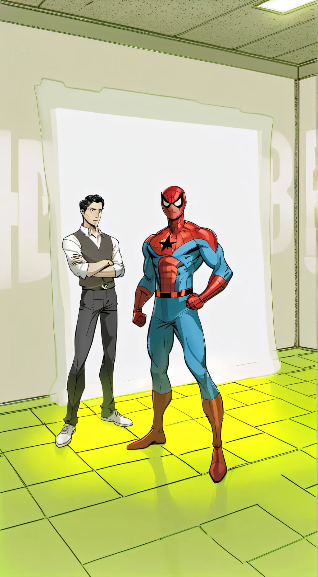 ai character: Marvel x fnaf background