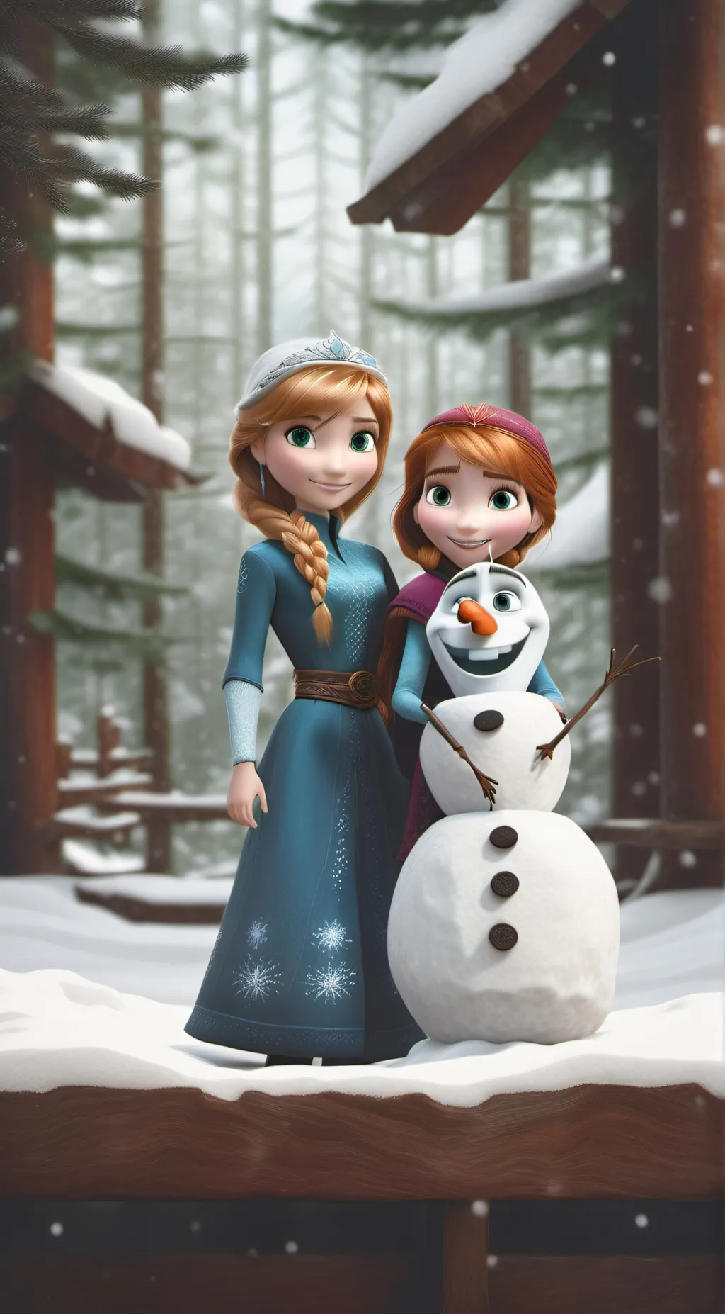 ai character: Elsa  and Anna background