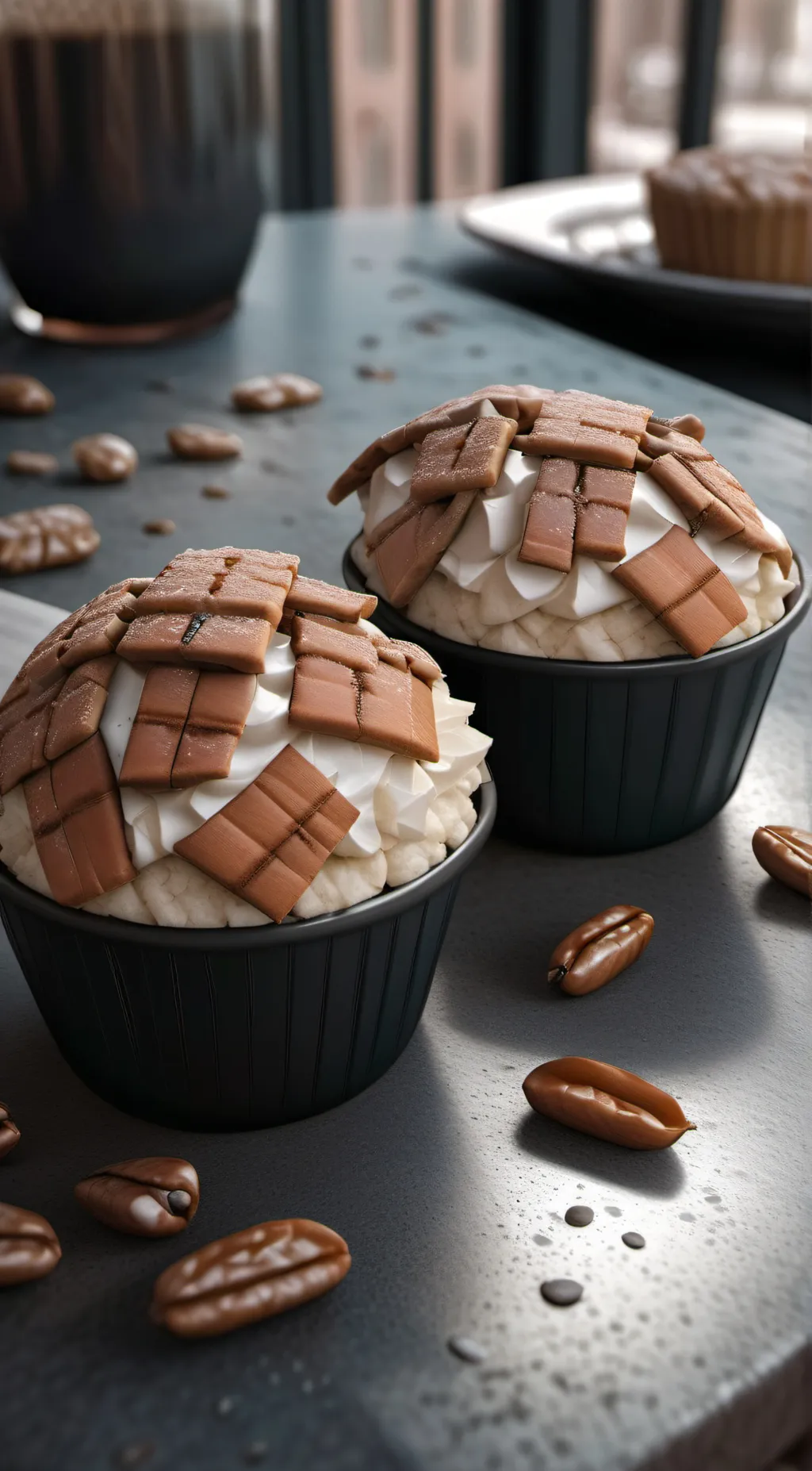 ai character: nuts cupcakes background