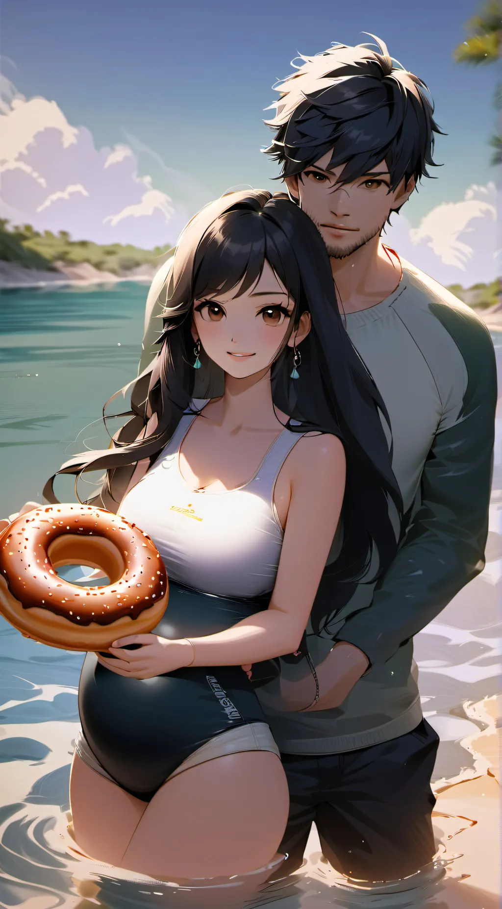 ai character: The beach background