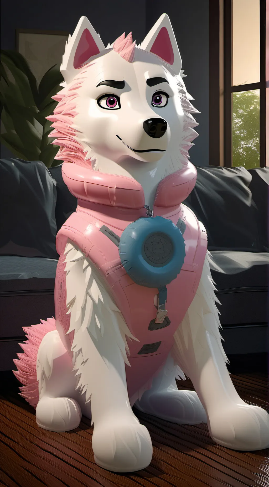 ai character: Pink husky background