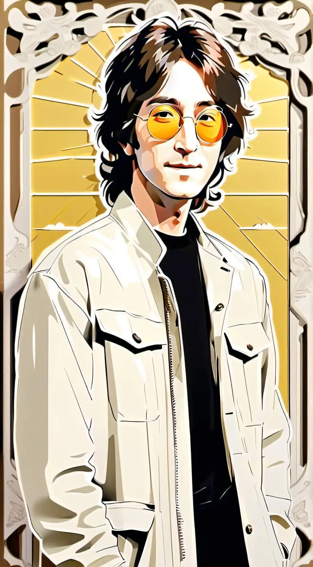 ai character: John Lennon  background
