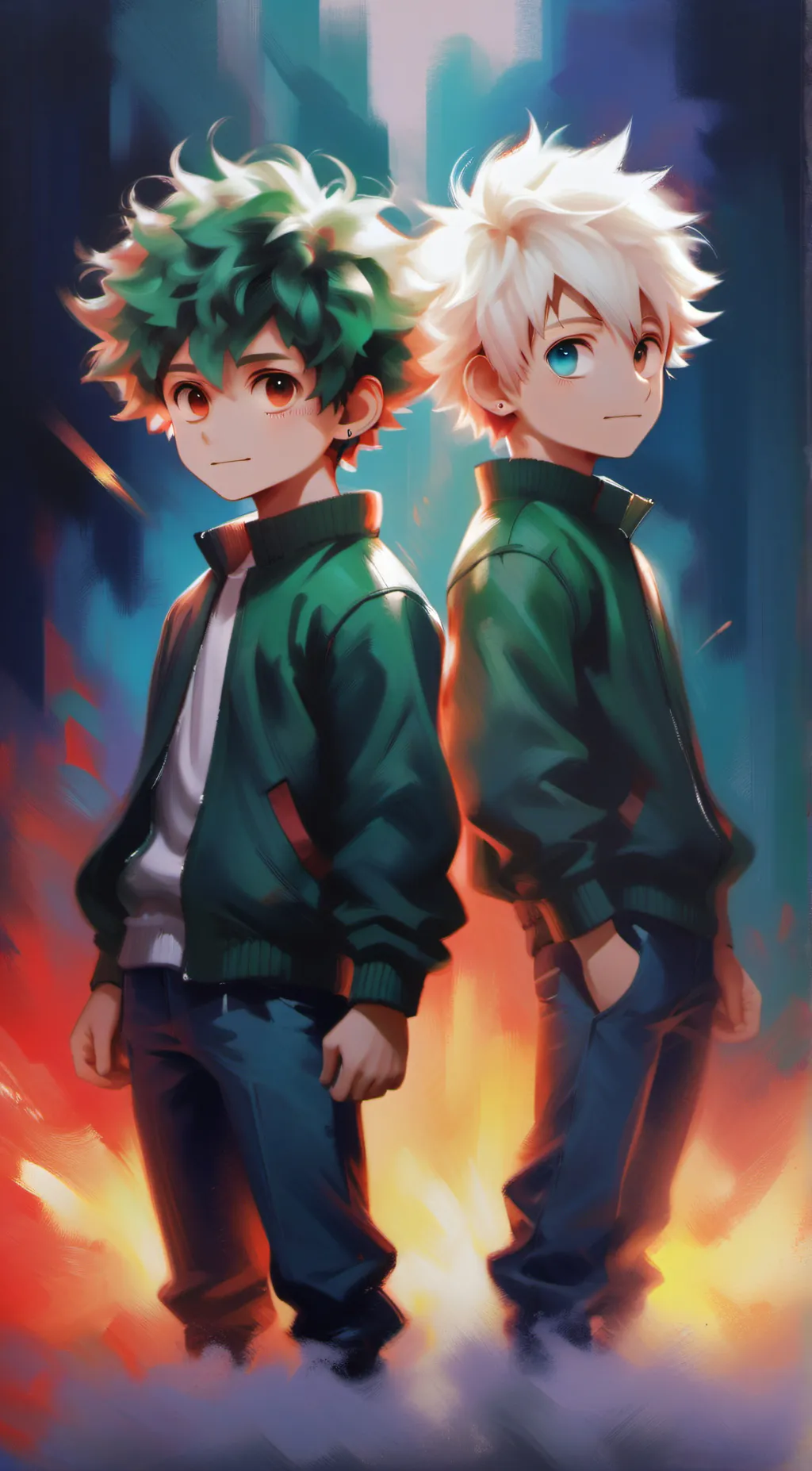 ai character: DEKU AND BAKUGO background