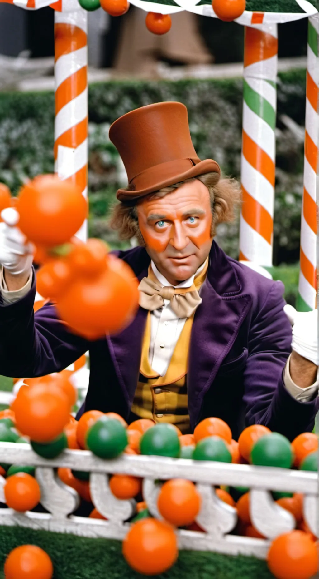 ai character: Willy Wonka  background
