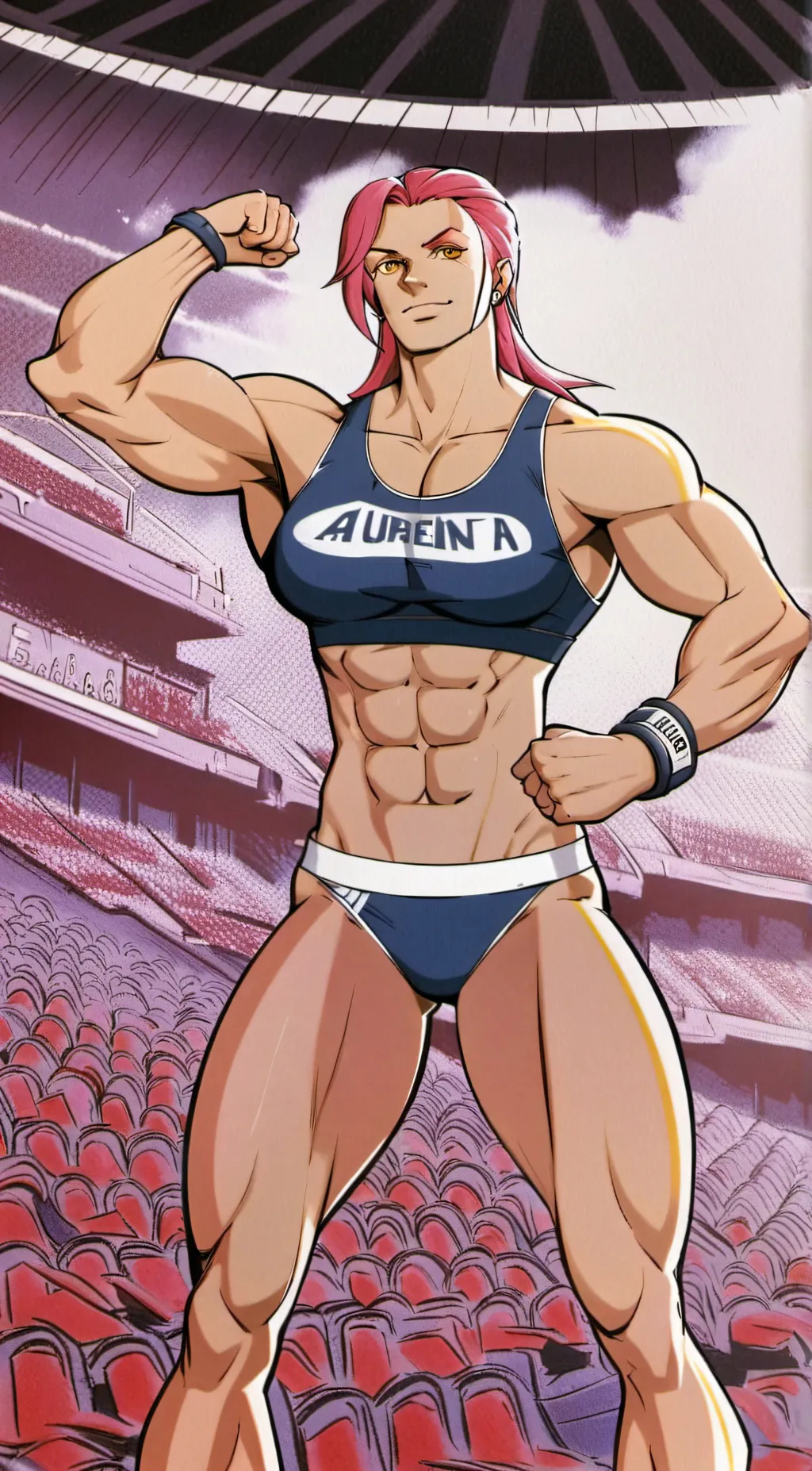 ai character: MUSCLE QUEEN background