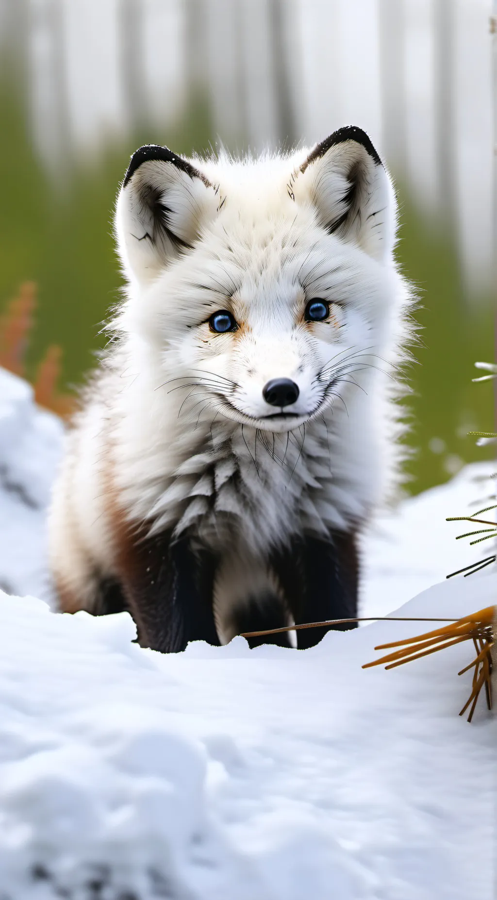 ai character: artic fox cub background