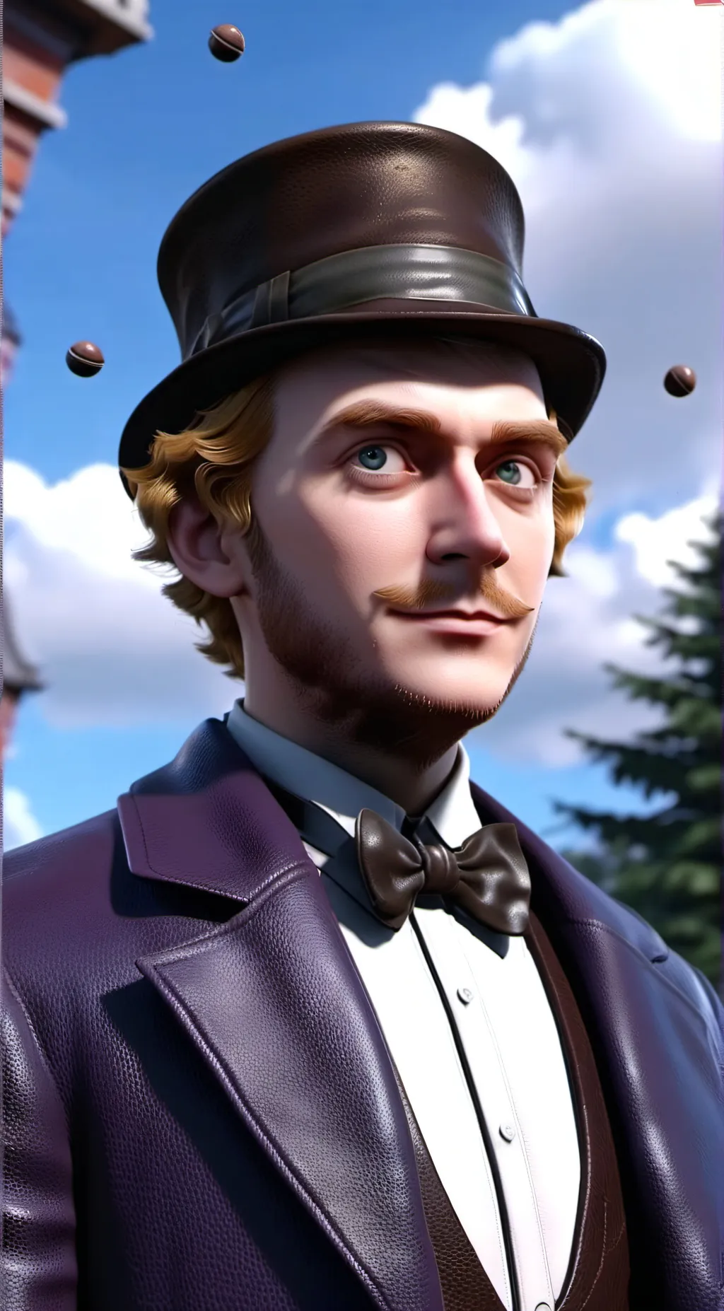 ai character: Willy Wonka  background