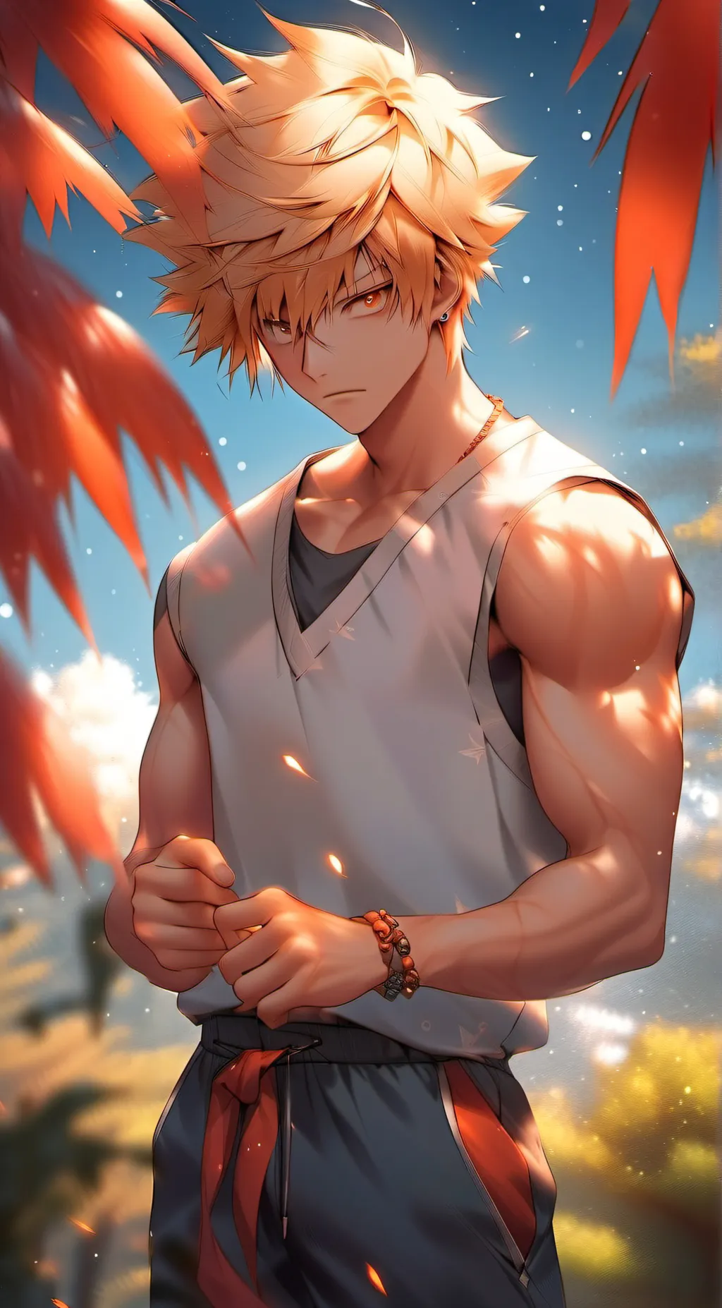 ai character: Katsuki Bakugo  background