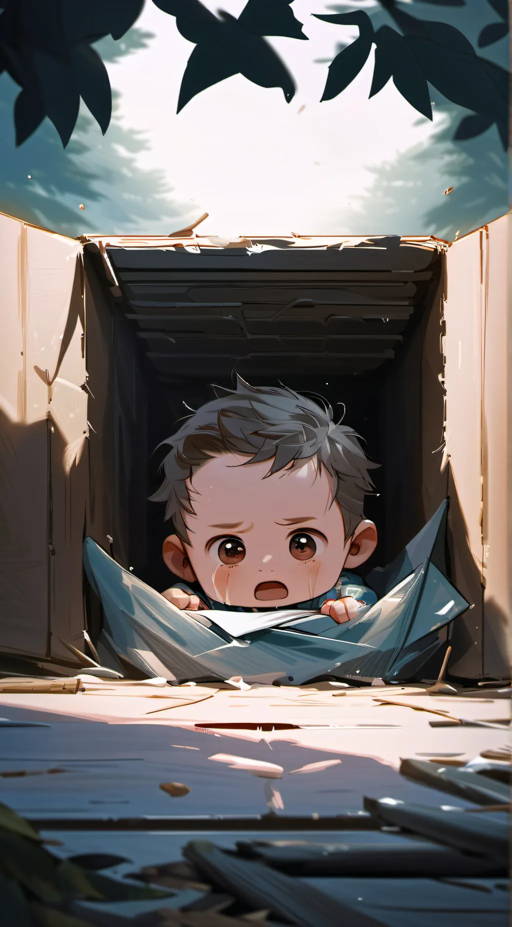 ai character: abanded rude baby background
