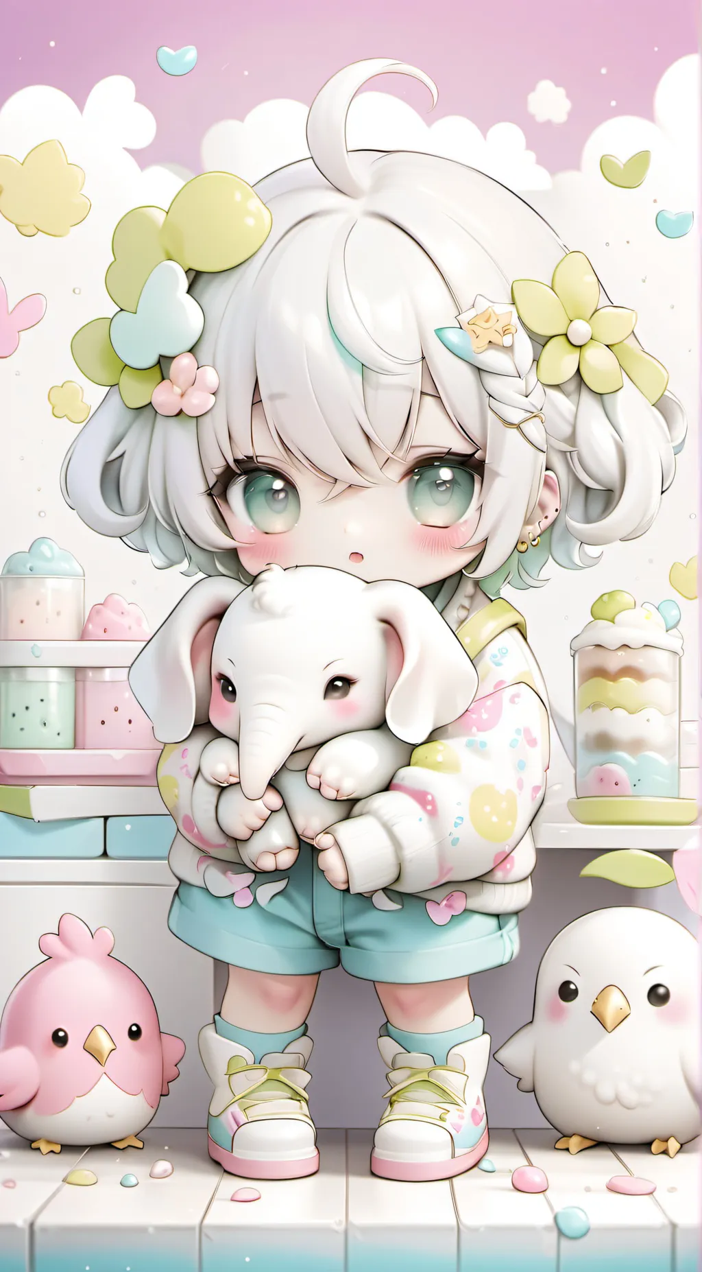 ai character: smiling critters i background
