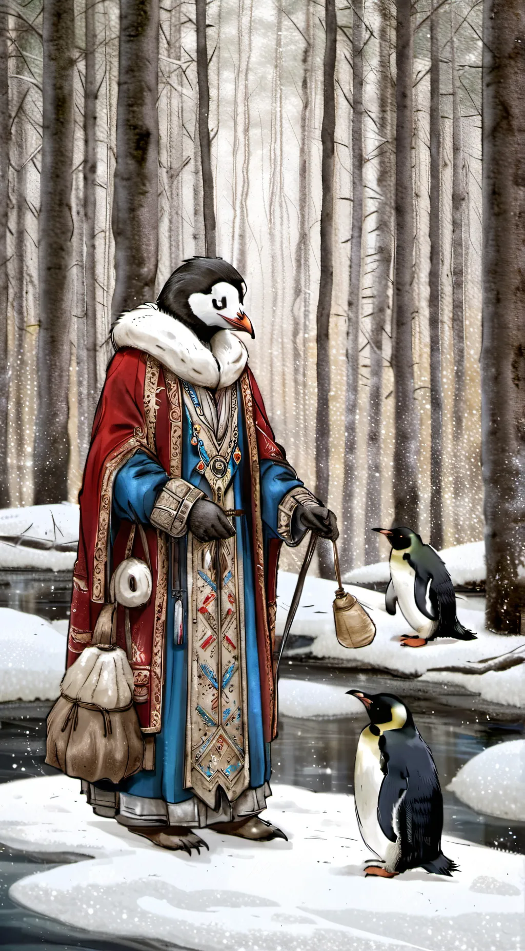 ai character: Penguin Merchant background
