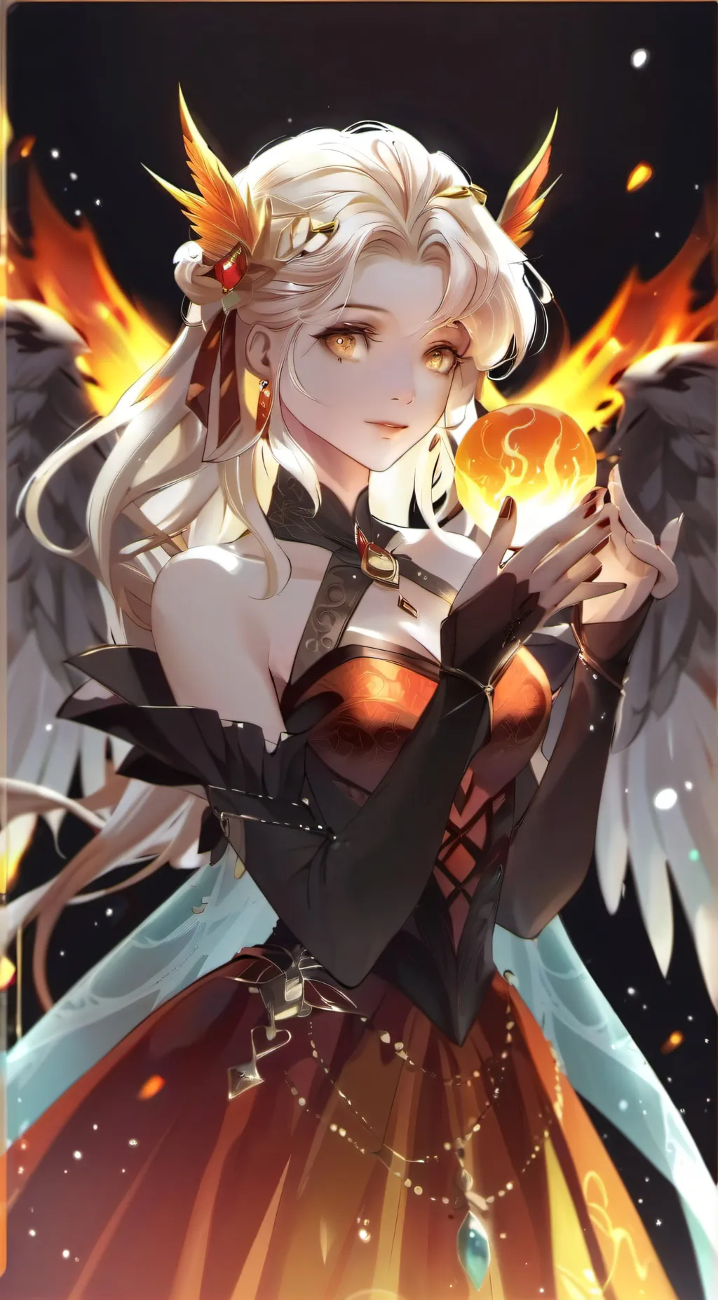 ai character: Goddes of flames background