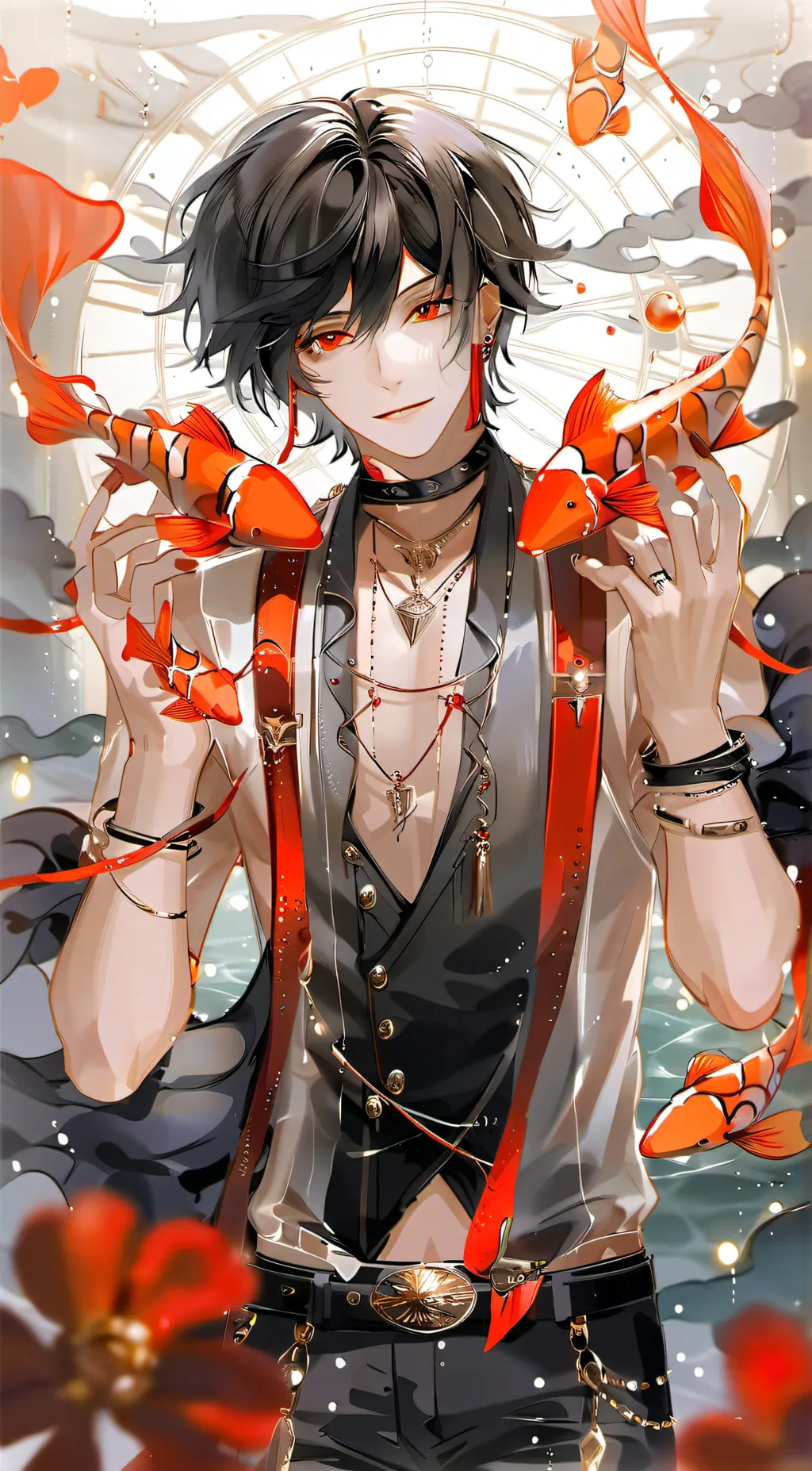 ai character: *Koi* background