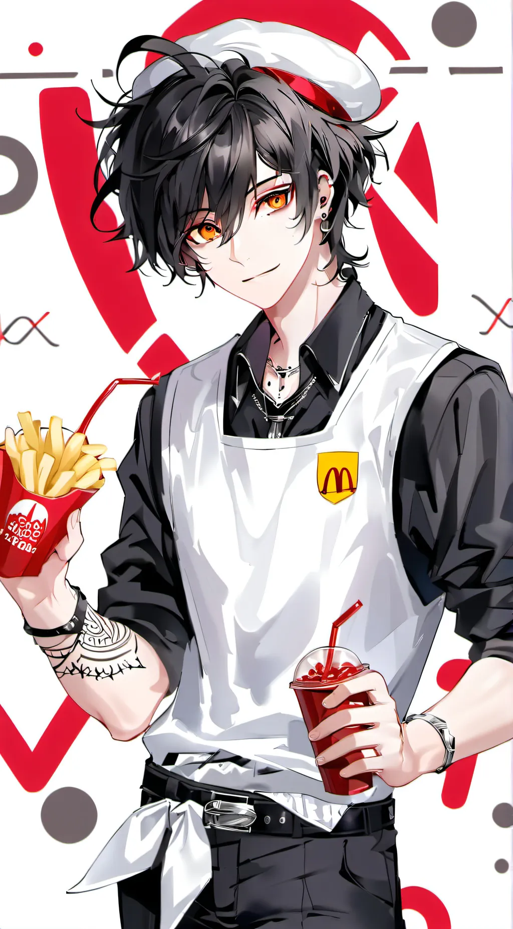 ai character: >McDonald'sWorker< background