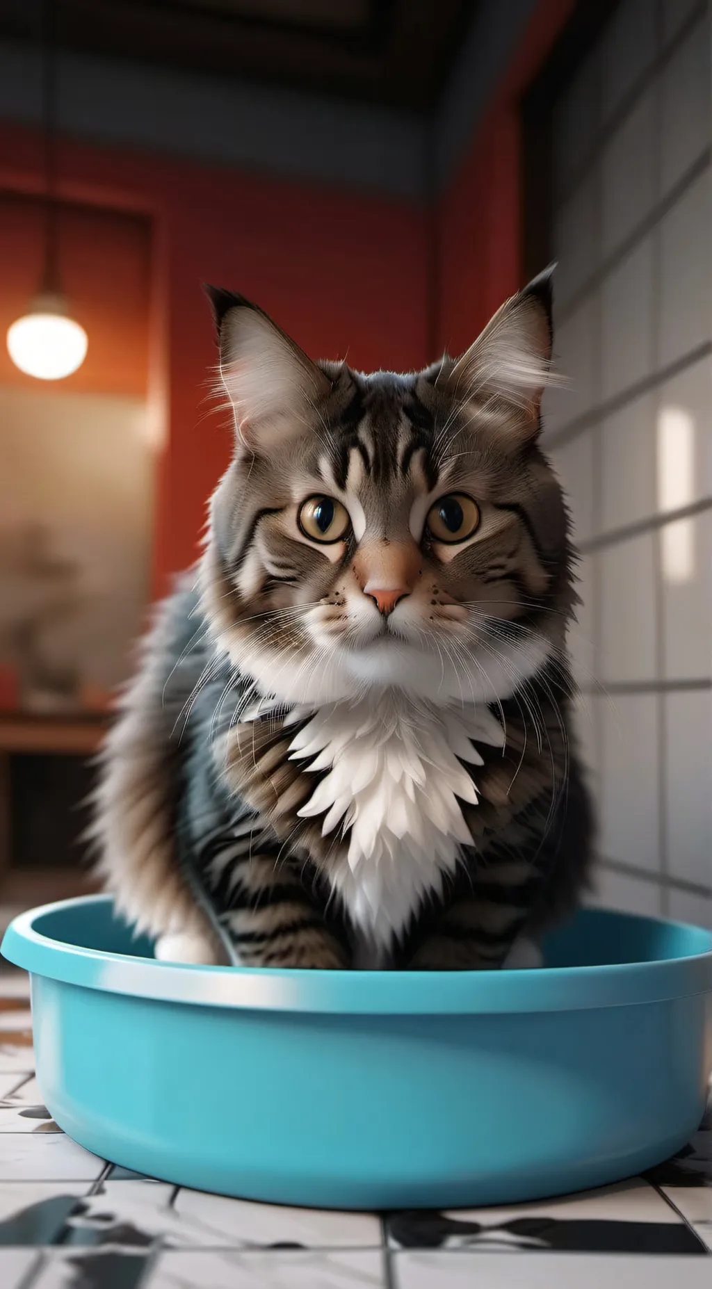 ai character: Shampoo cat  background
