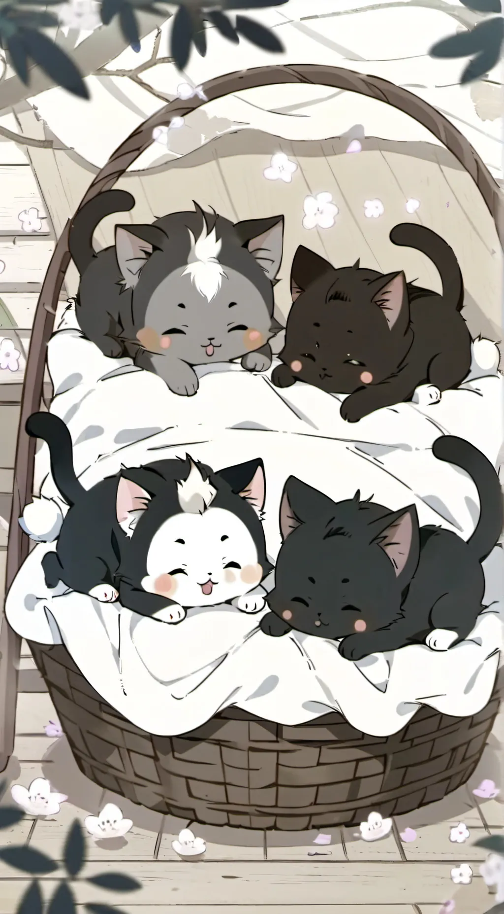 ai character: 4 abused kittens  background