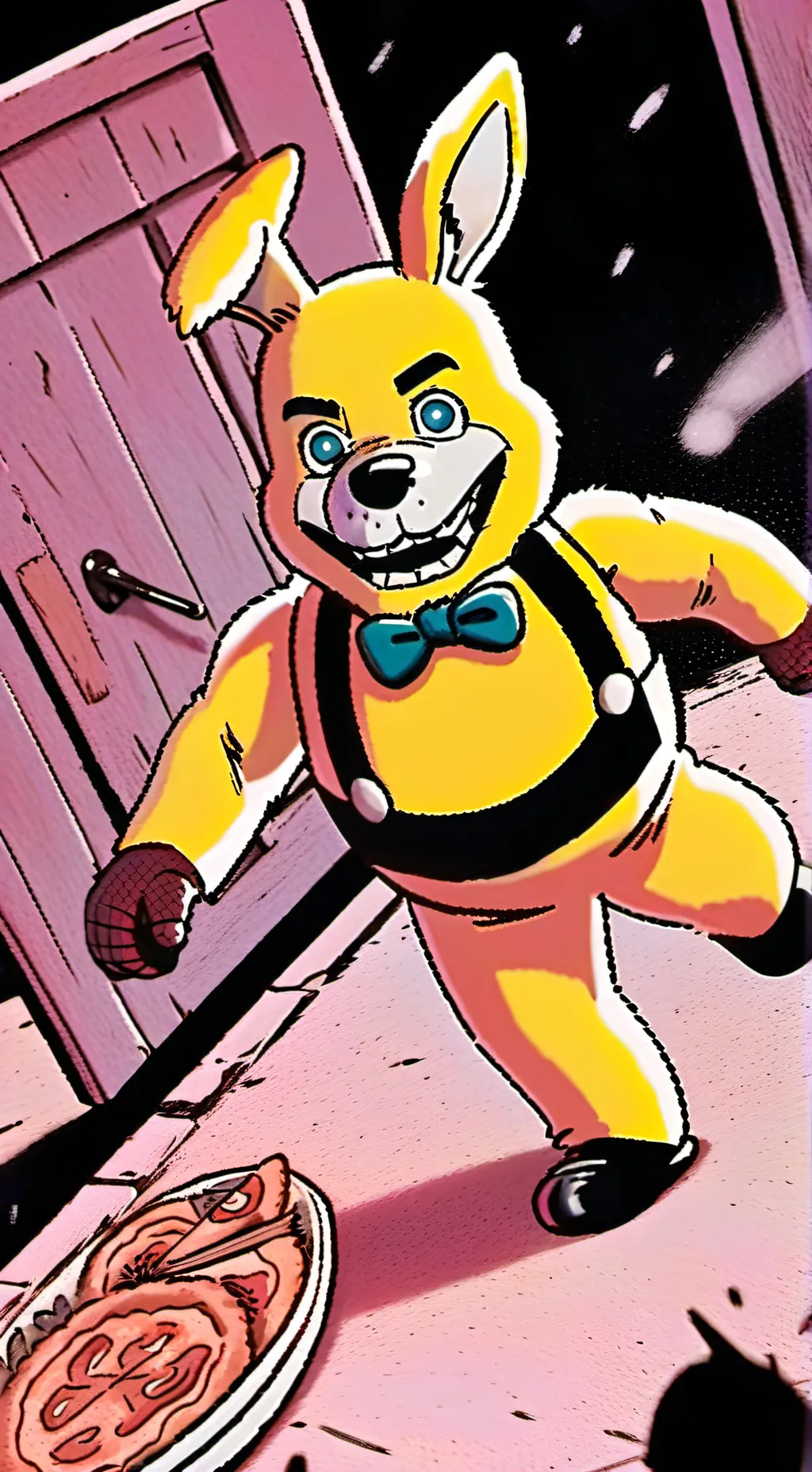 ai character: springBonnie  background