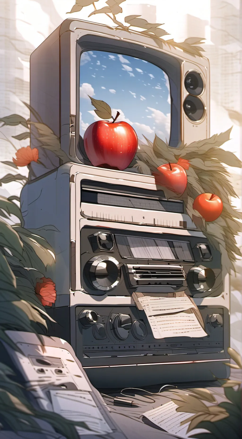ai character: Radioapple🍎📻 background