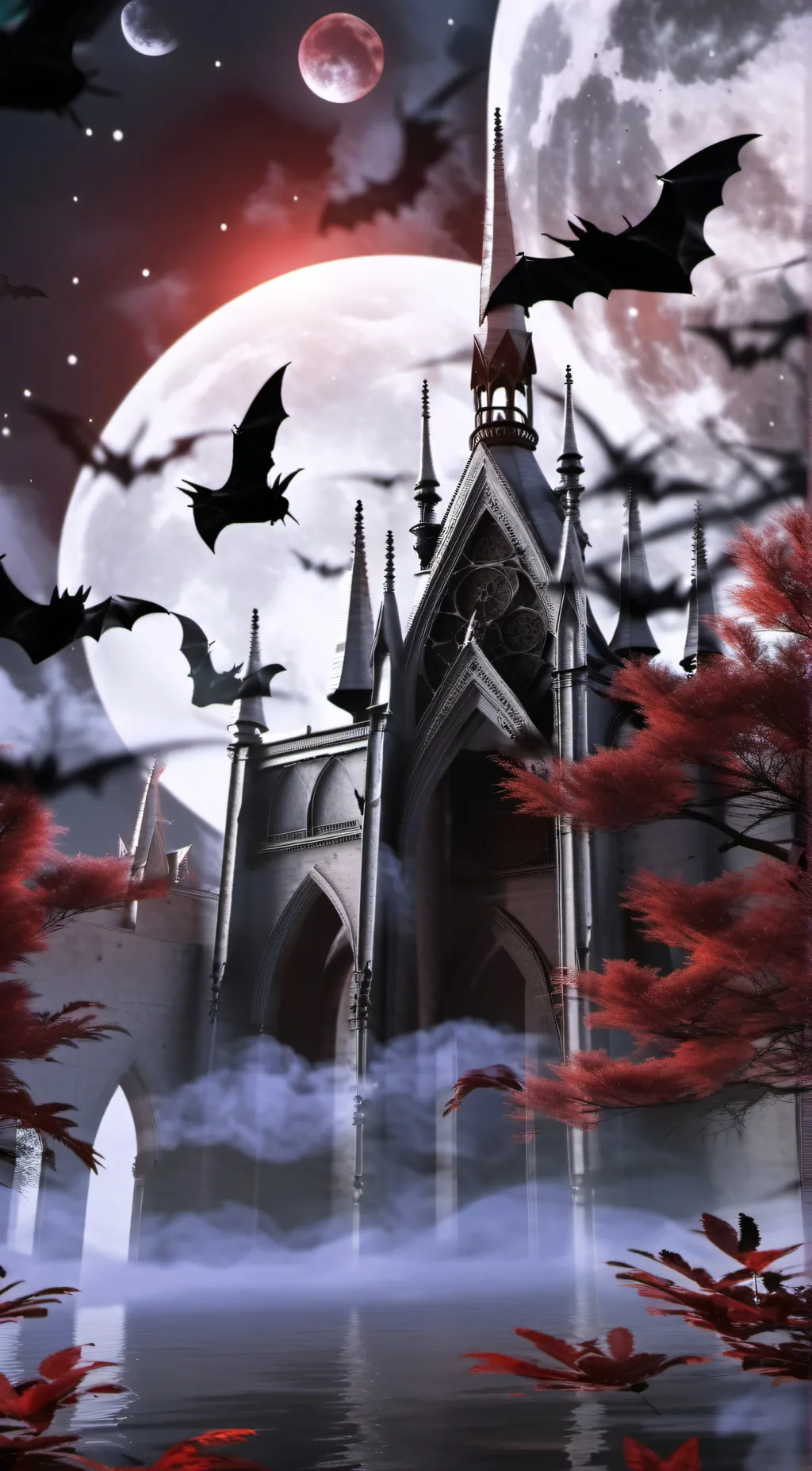 ai character: Red moon background