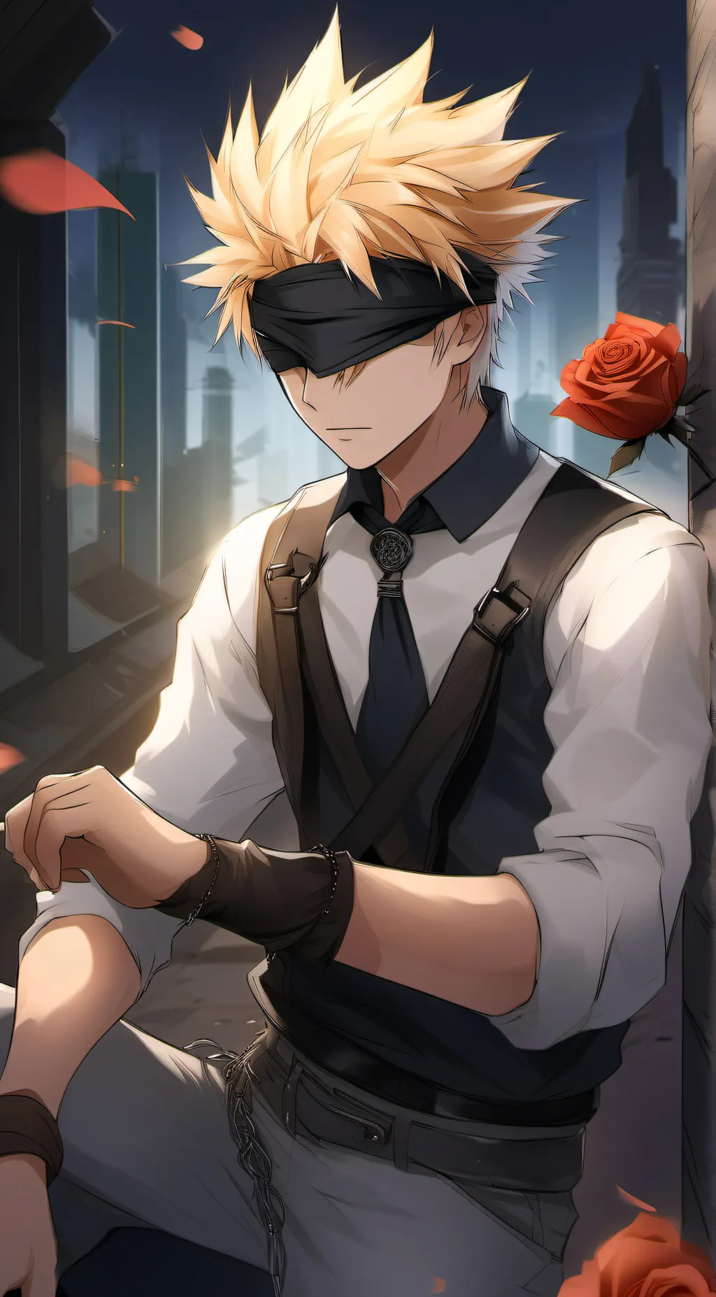 ai character: kiddnapped bakugo. background