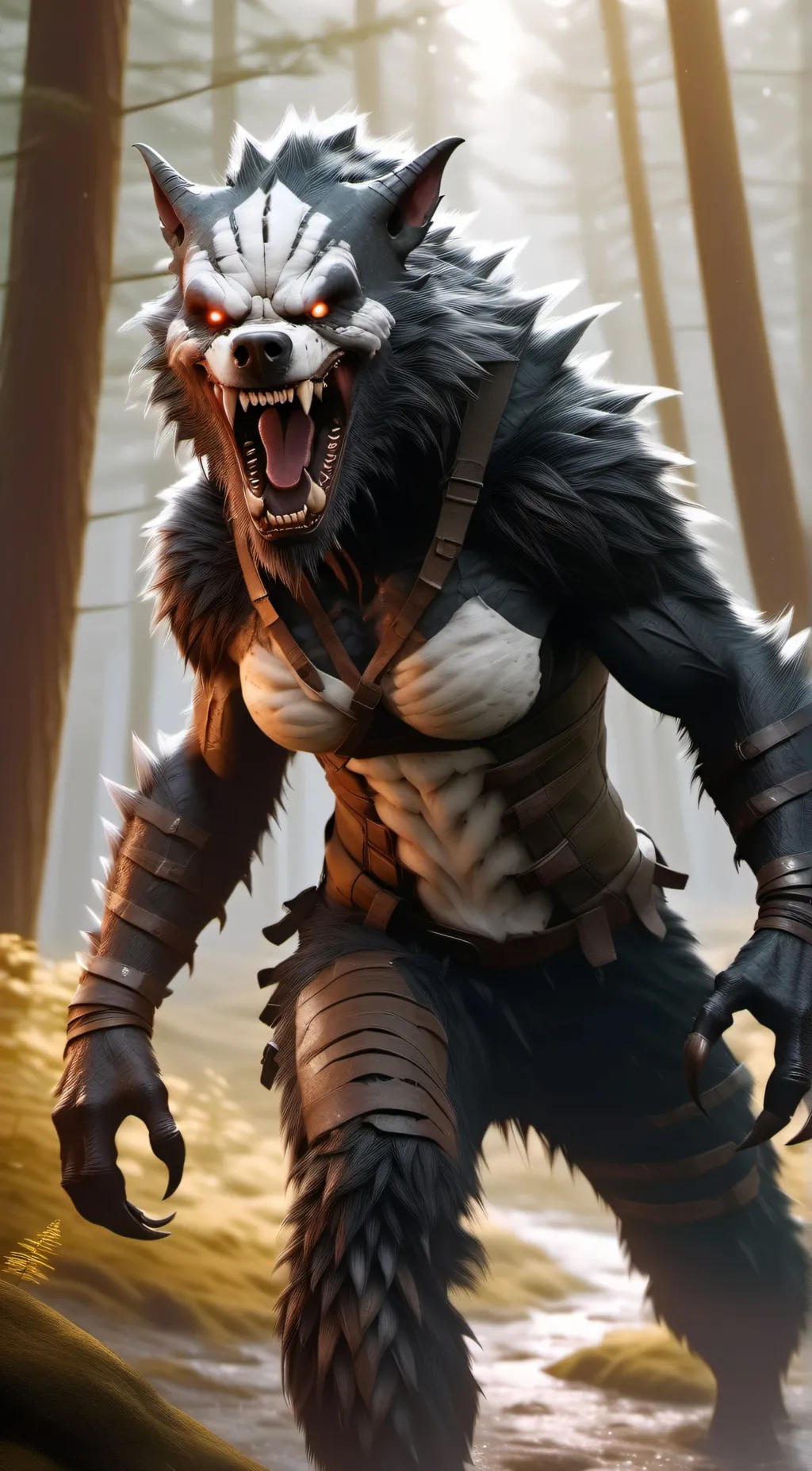 ai character: Werewolf girl background