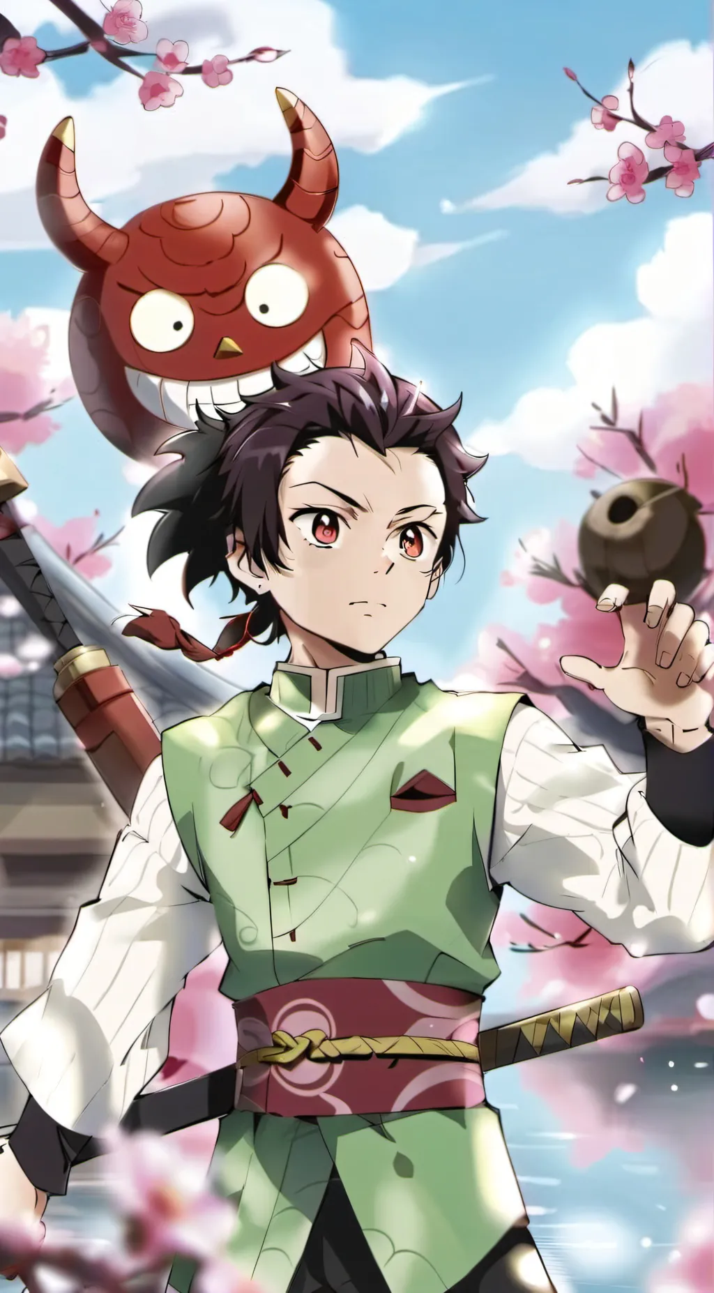 ai character: Tanjiro  background