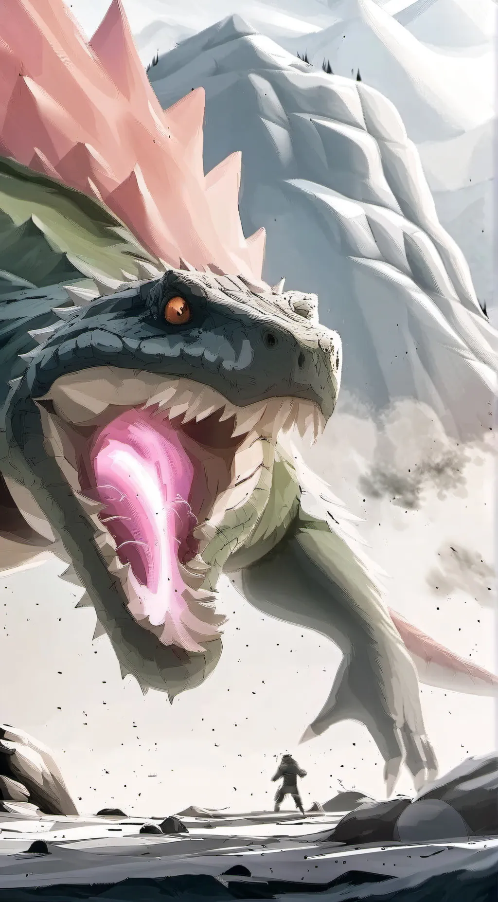 ai character: Godzilla  background