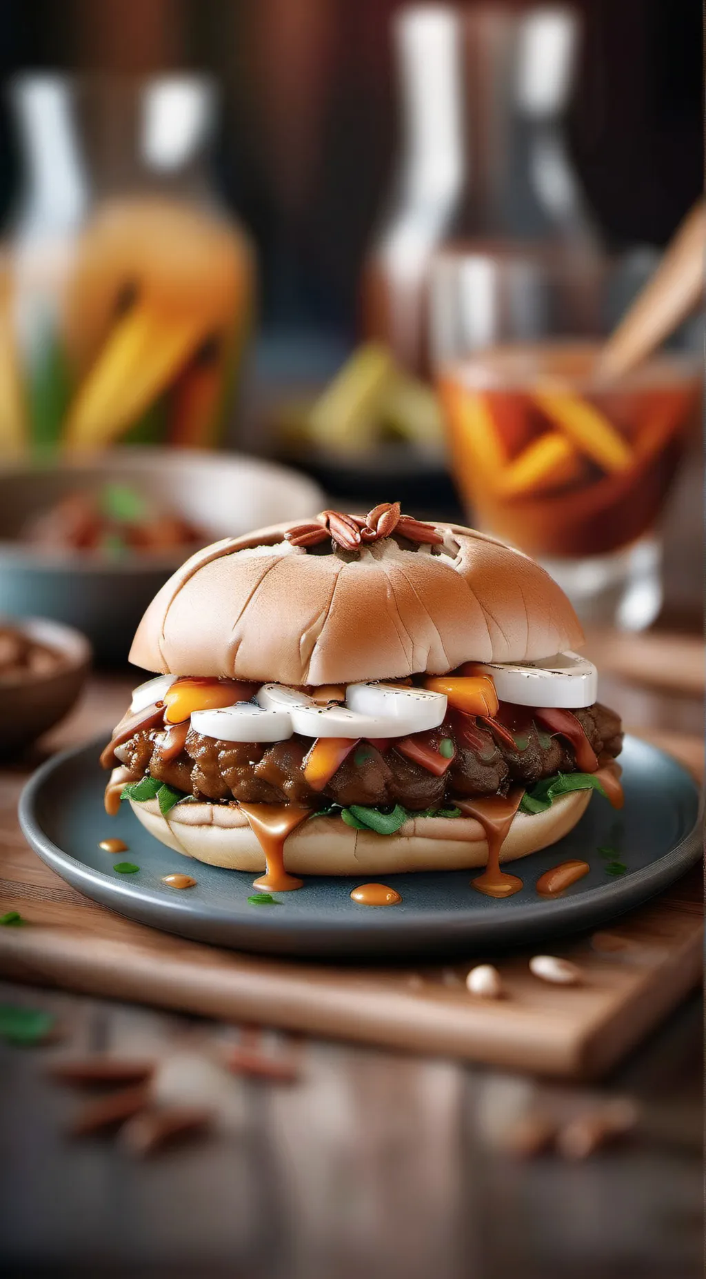ai character: tasty burger background