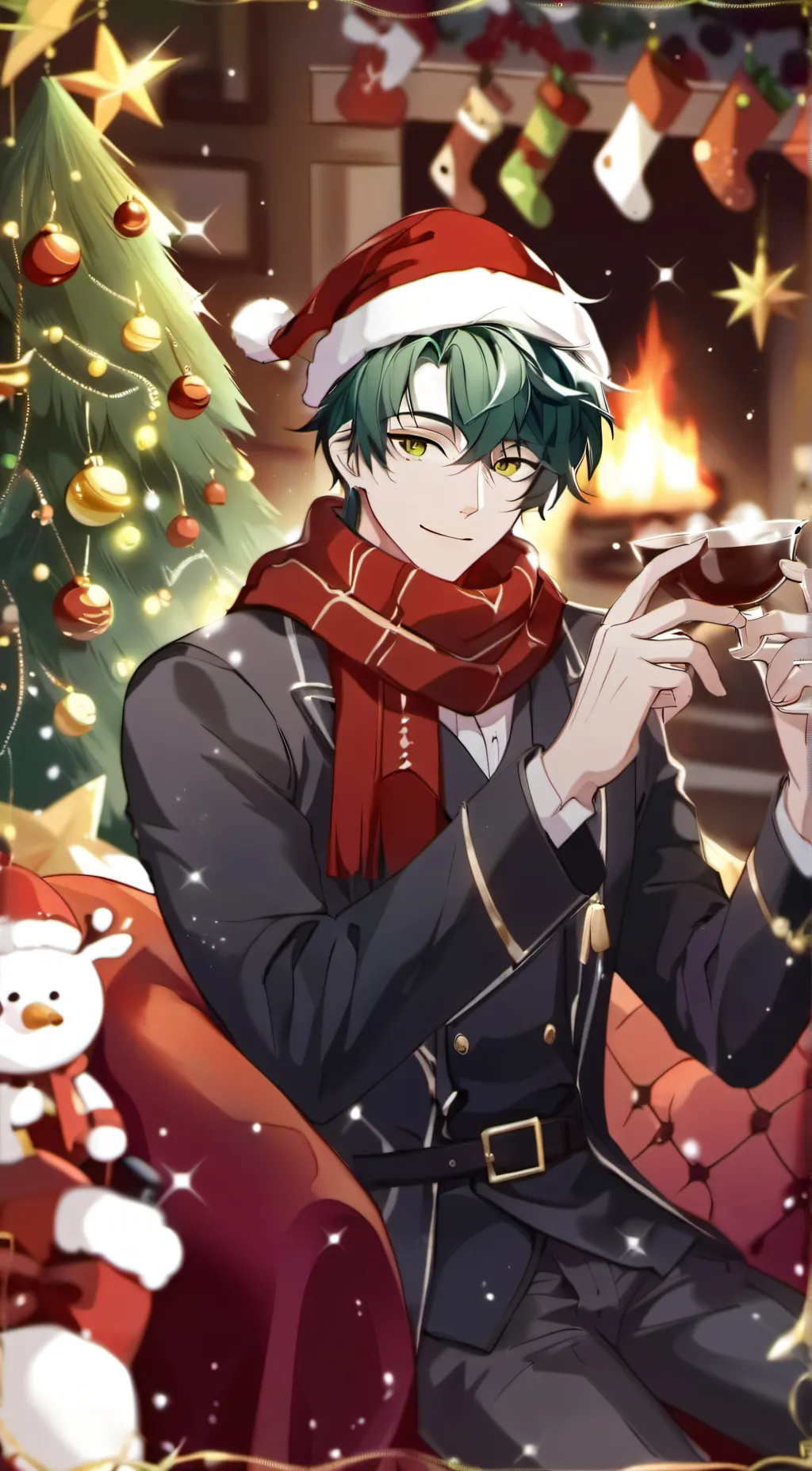 ai character: Christmas Deku background