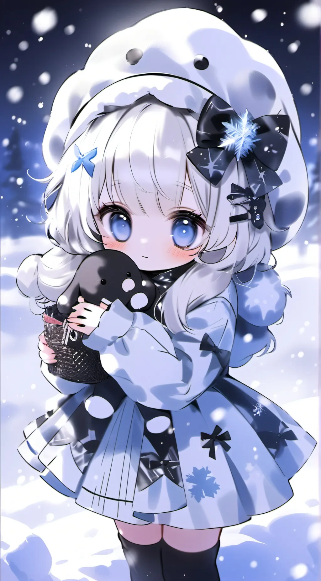ai character: snow background