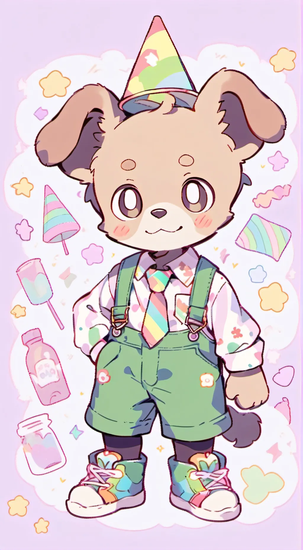 ai character: Happy the Dog background