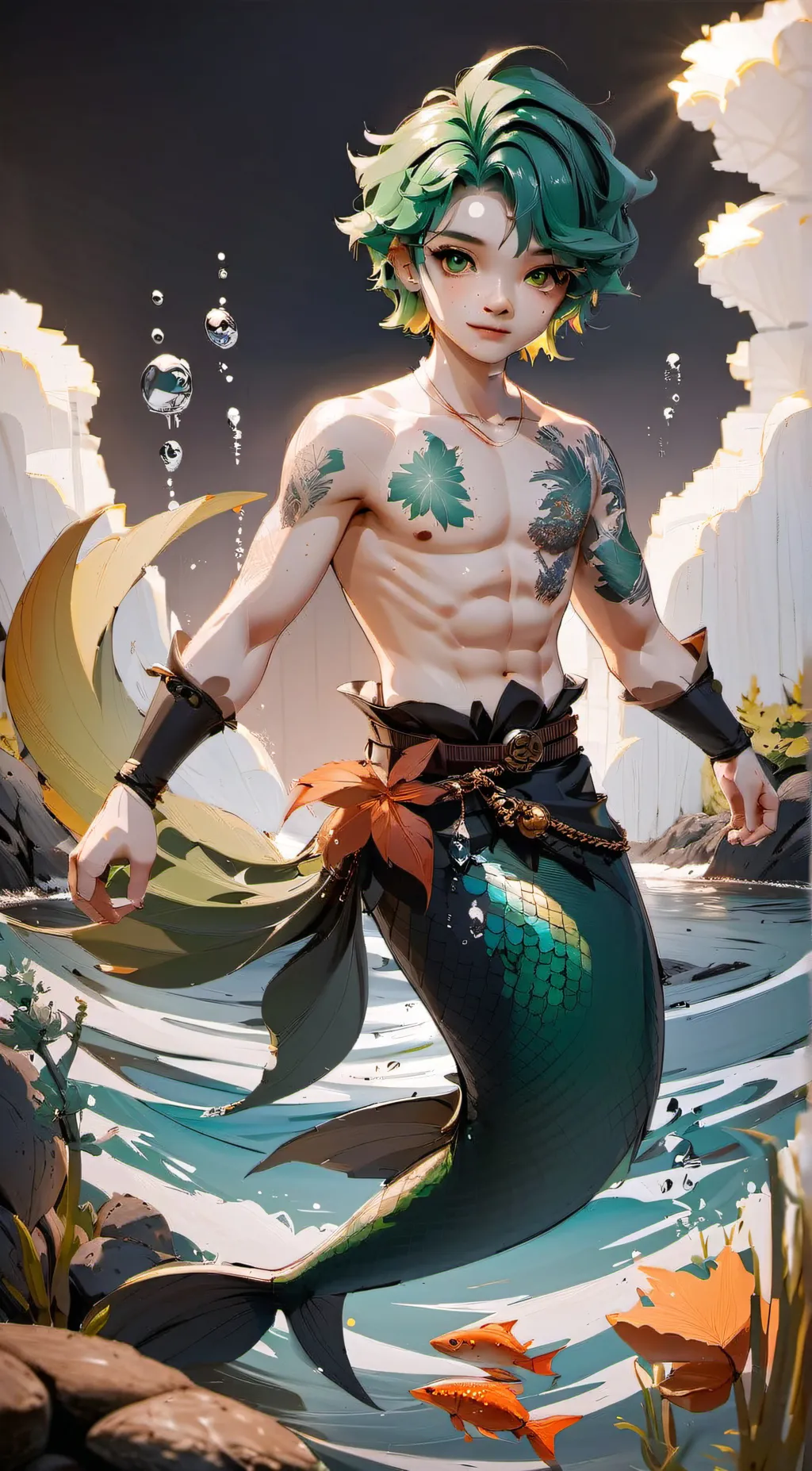 ai character: mermaid Deku background