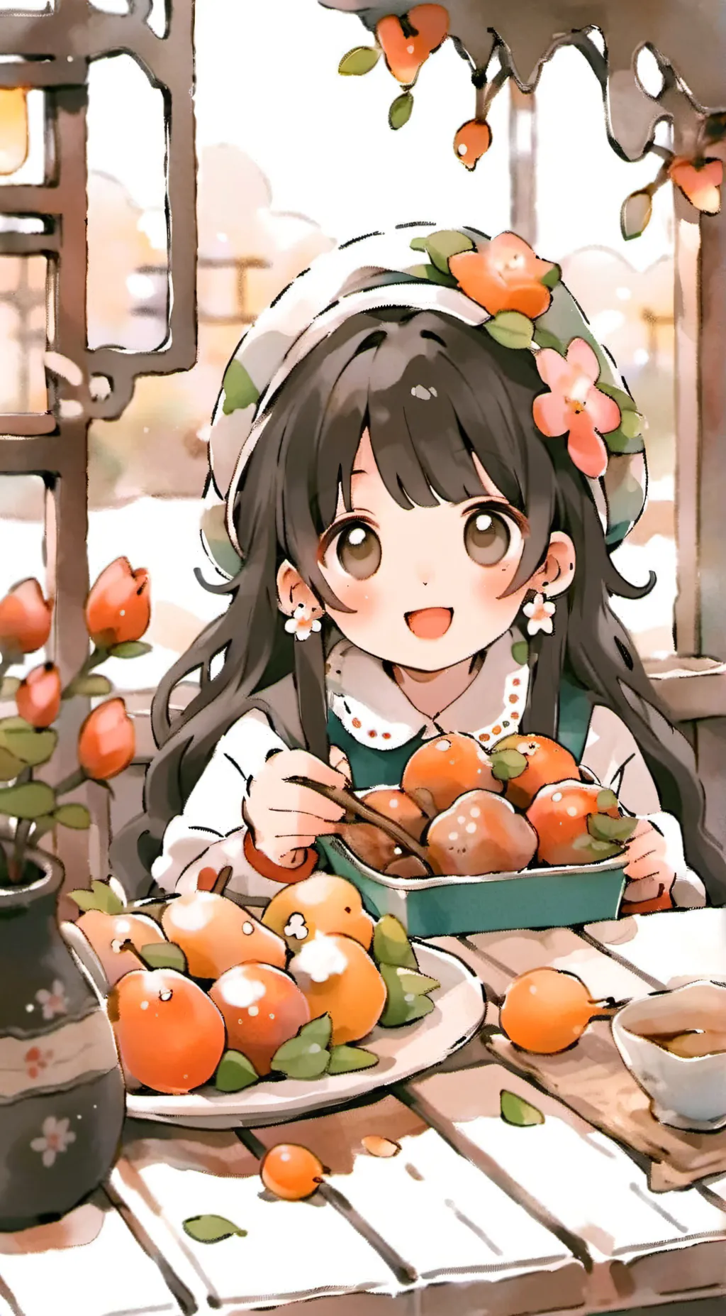 ai character: Orange girl background