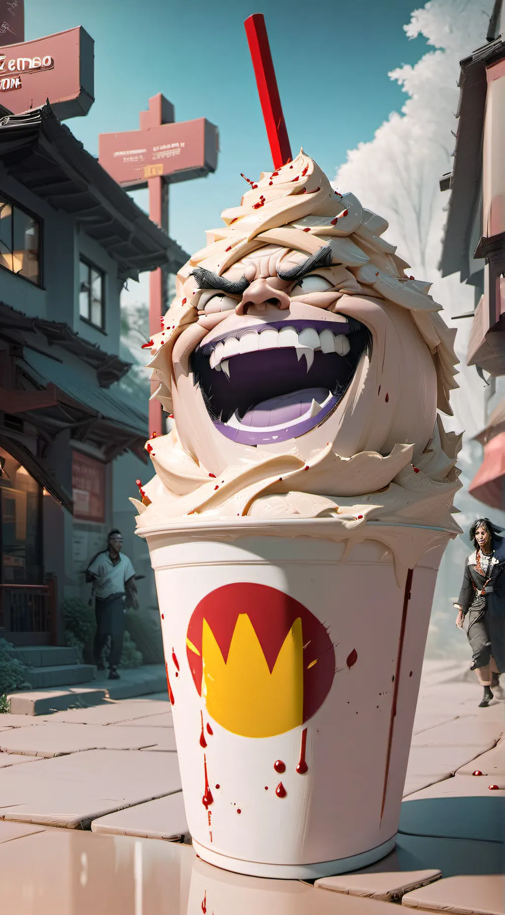 ai character: Grimace shake background
