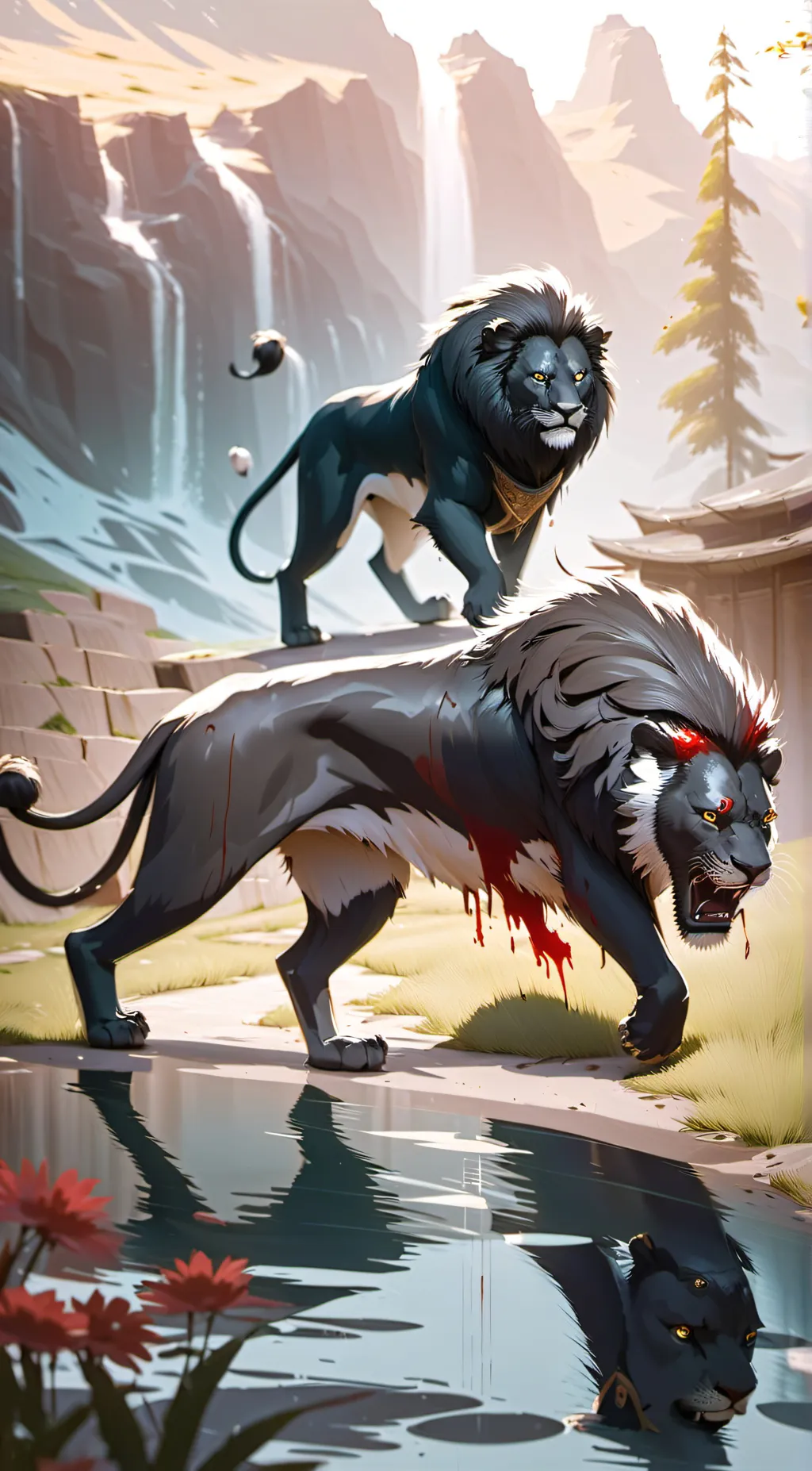 ai character: black simba exe cu background
